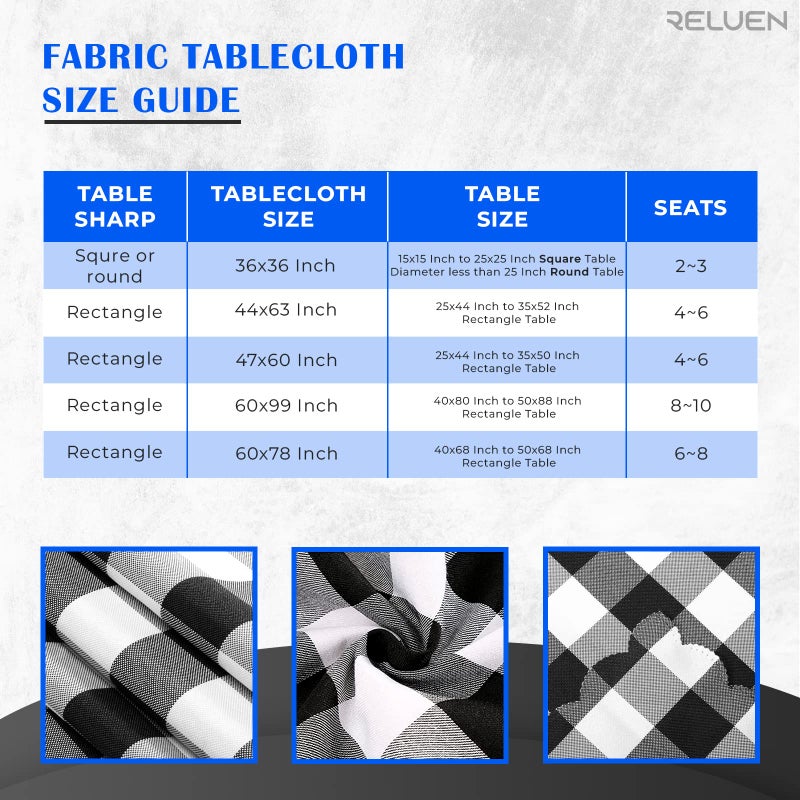 Reluen Buffalo Plaid Tablecloth 35 x 35 Black & White Checkered Tablecloth Machine Washable Polyester Waterproof Easy to Care Durable Small Table Cloth for Valentines Dinner Indoor & Outdoor Dining Table Use - Image 3